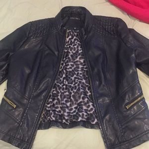 black and Leopard print leather jacket